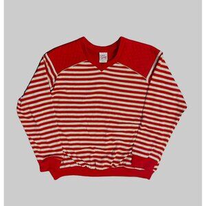 Vintage Lady Graff 80s Women's Red & White Striped Gold Glitter Top Sz Small